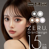 カラコン ZERU. GranDesign 15mm ゼル グランデザイン 着色外径14.5mm 1箱1枚 1ヶ月 ワンマンス 度あり 度なし monthly カラーコンタクト